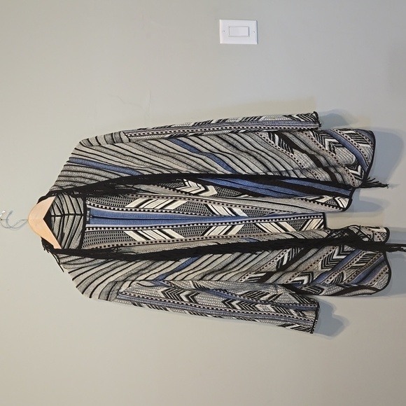 Nic+Zoe Women Cardigan Open Front Fringe  Aztec Boho sweater plus size 2X - Picture 2 of 6